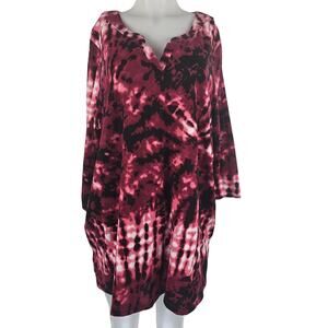 Women Within Burgundy Black Pink Women's Blouse Top 22/24 1X